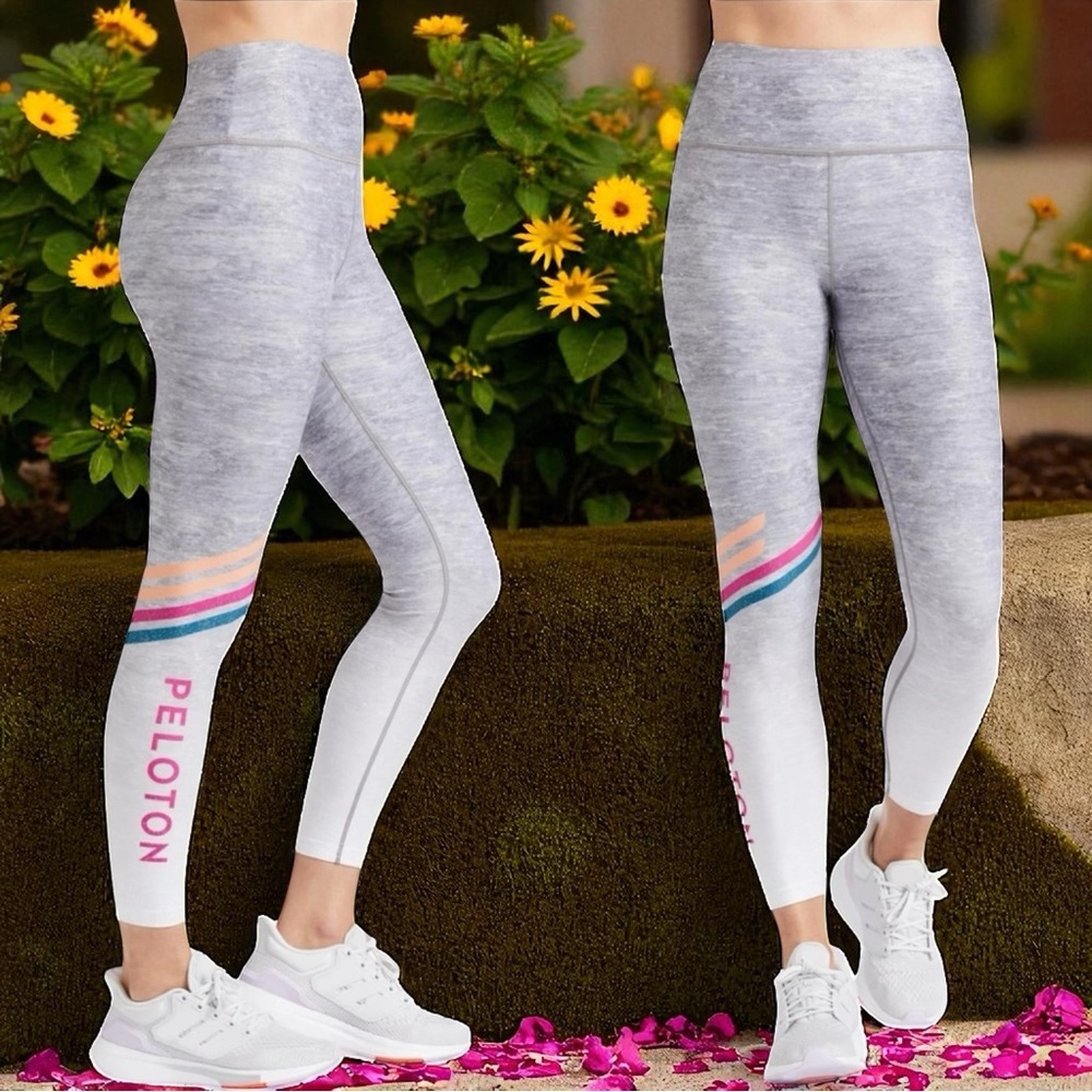 Peloton Roller Rink Sparkle Crop High Waist Leggings Athletic Bike Workout M‎